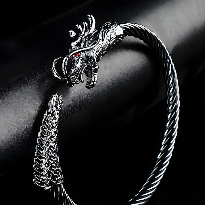 6mm Black Metallic Draco Cuff  Bangle -316L