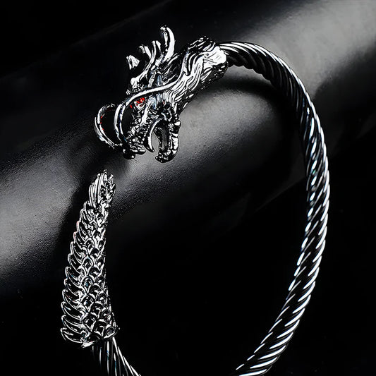 6mm Black Metallic Draco Cuff  Bangle -316L