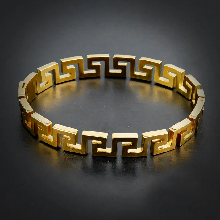 Golden Greek Key Bangle-316L